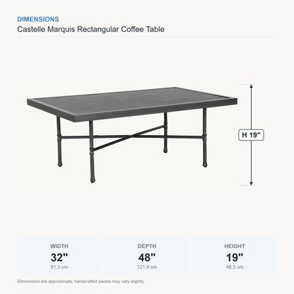 Castelle Marquis Rectangular Coffee Table dimensions