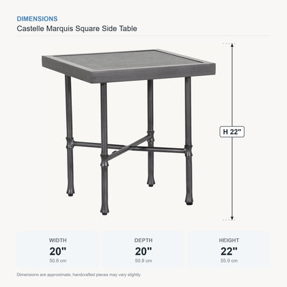 Castelle Marquis Square Side Table dimensions