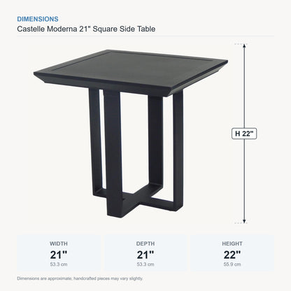 Castelle Moderna 21" Square Side Table dimensions