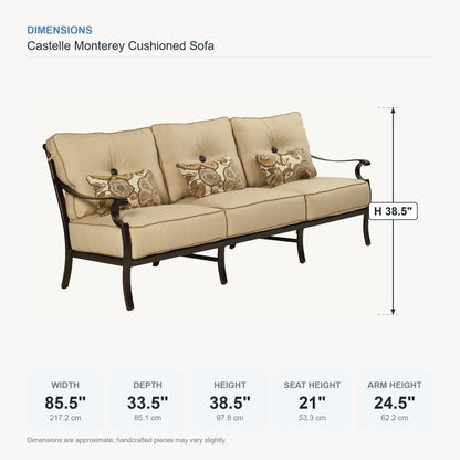 Castelle Monterey Cushioned Sofa dimensions