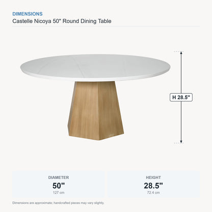 Castelle Nicoya 50" Round Dining Table dimensions