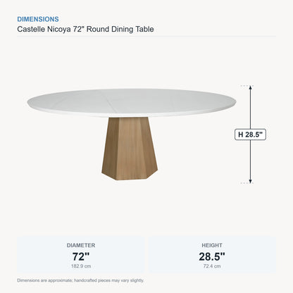 Castelle Nicoya 72" Round Dining Table dimensions