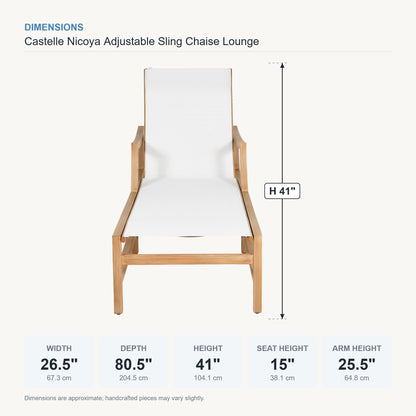 Castelle Nicoya Adjustable Sling Chaise Lounge dimensions