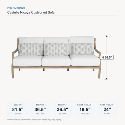 Castelle Nicoya Cushioned Sofa dimensions