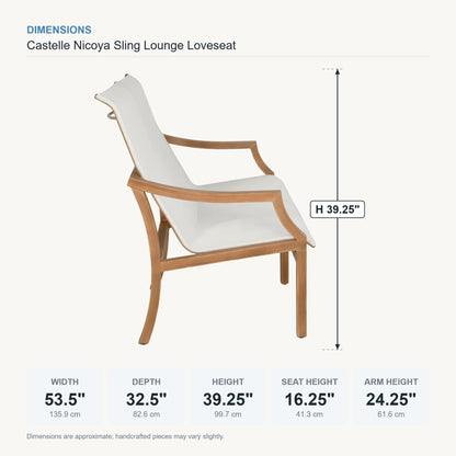 Castelle Nicoya Sling Lounge Loveseat dimensions