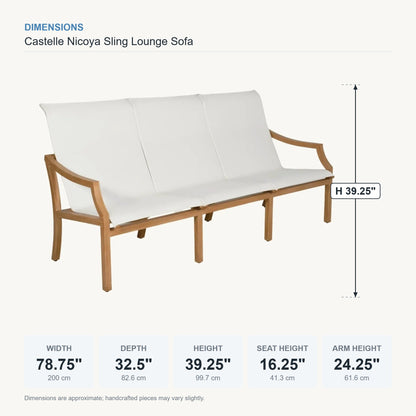 Castelle Nicoya Sling Lounge Sofa dimensions