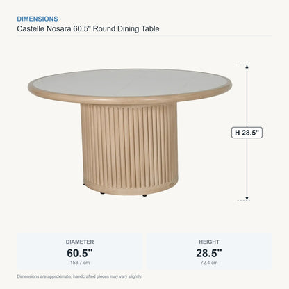 Castelle Nosara 60.5" Round Dining Table dimensions