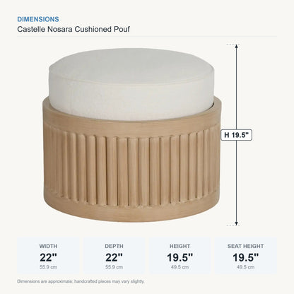 Castelle Nosara Cushioned Pouf dimensions