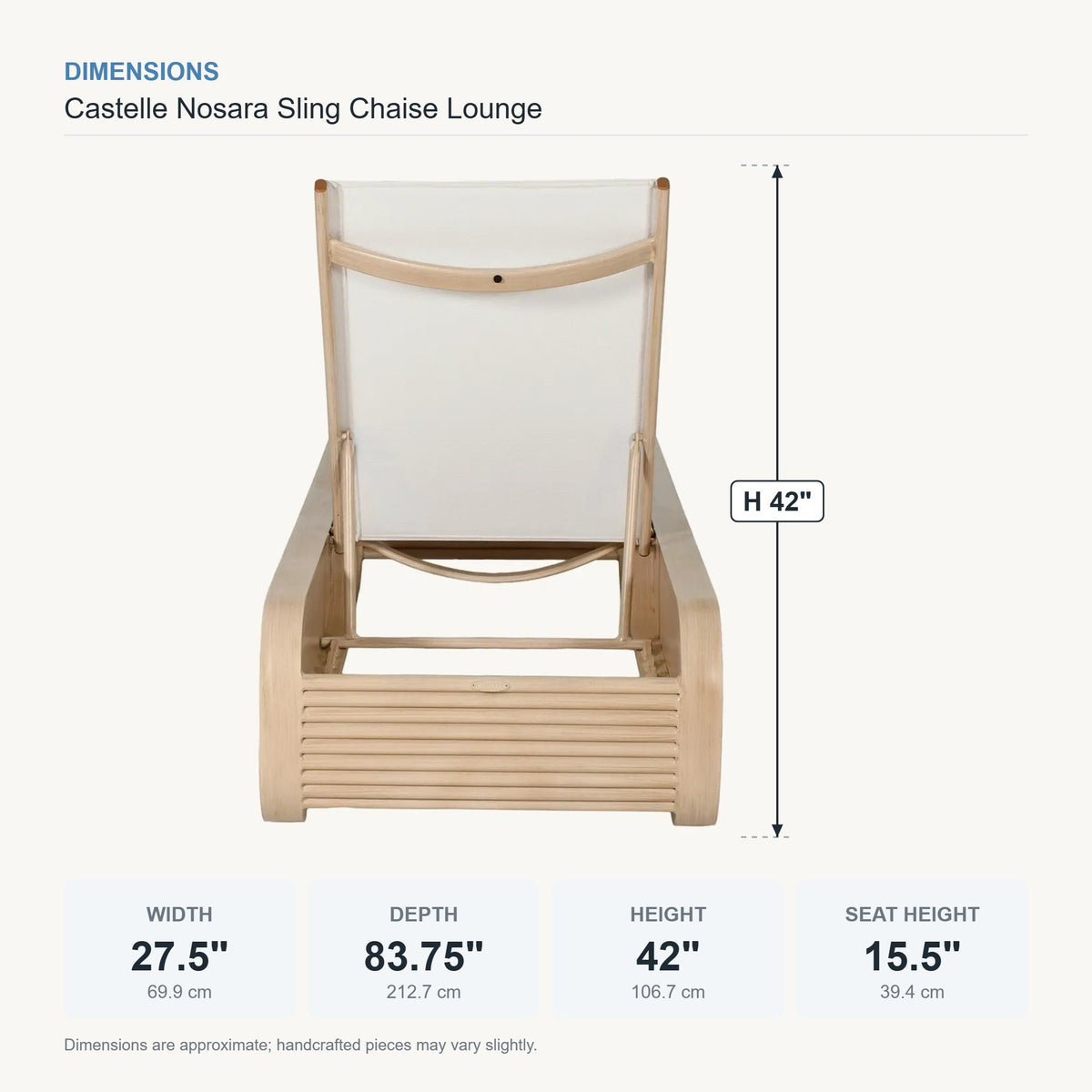 Castelle Nosara Sling Chaise Lounge dimensions