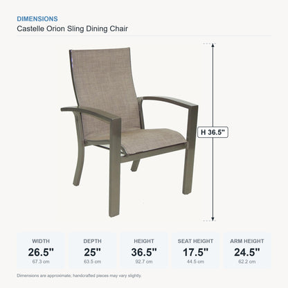 Castelle Orion Sling Dining Chair dimensions