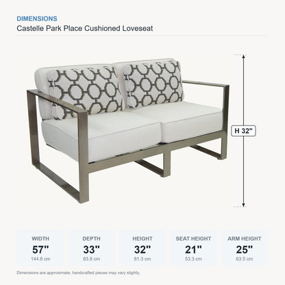 Castelle Park Place Cushioned Loveseat dimensions