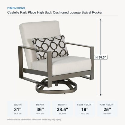 Castelle Park Place High Back Cushioned Lounge Swivel Rocker dimensions