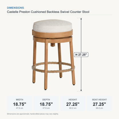 Castelle Preston Cushioned Backless Swivel Counter Stool dimensions