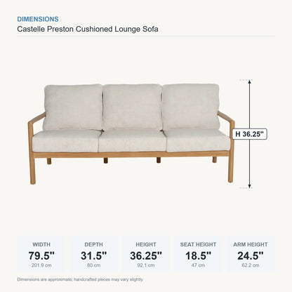 Castelle Preston Cushioned Lounge Sofa dimensions