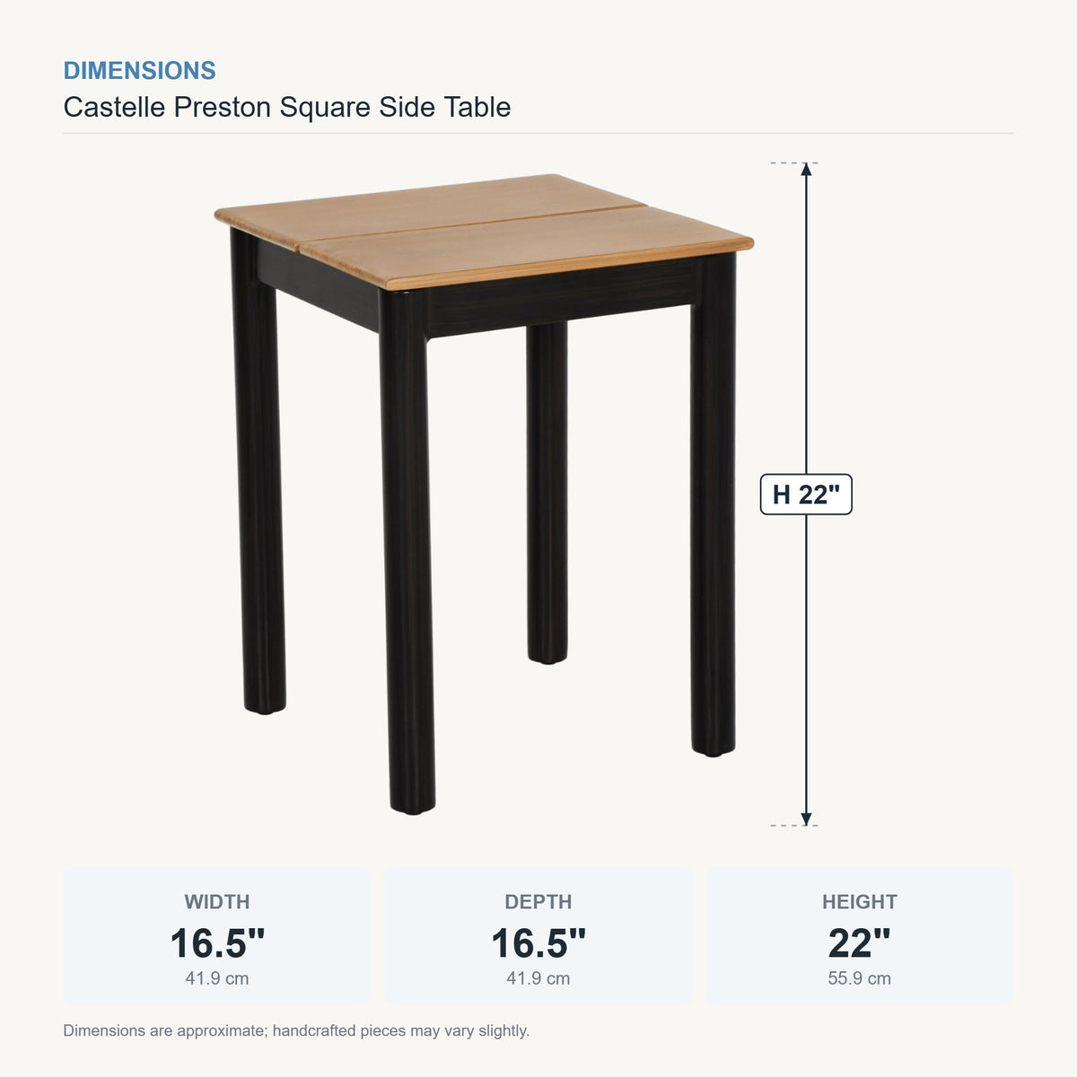 Castelle Preston Square Side Table dimensions