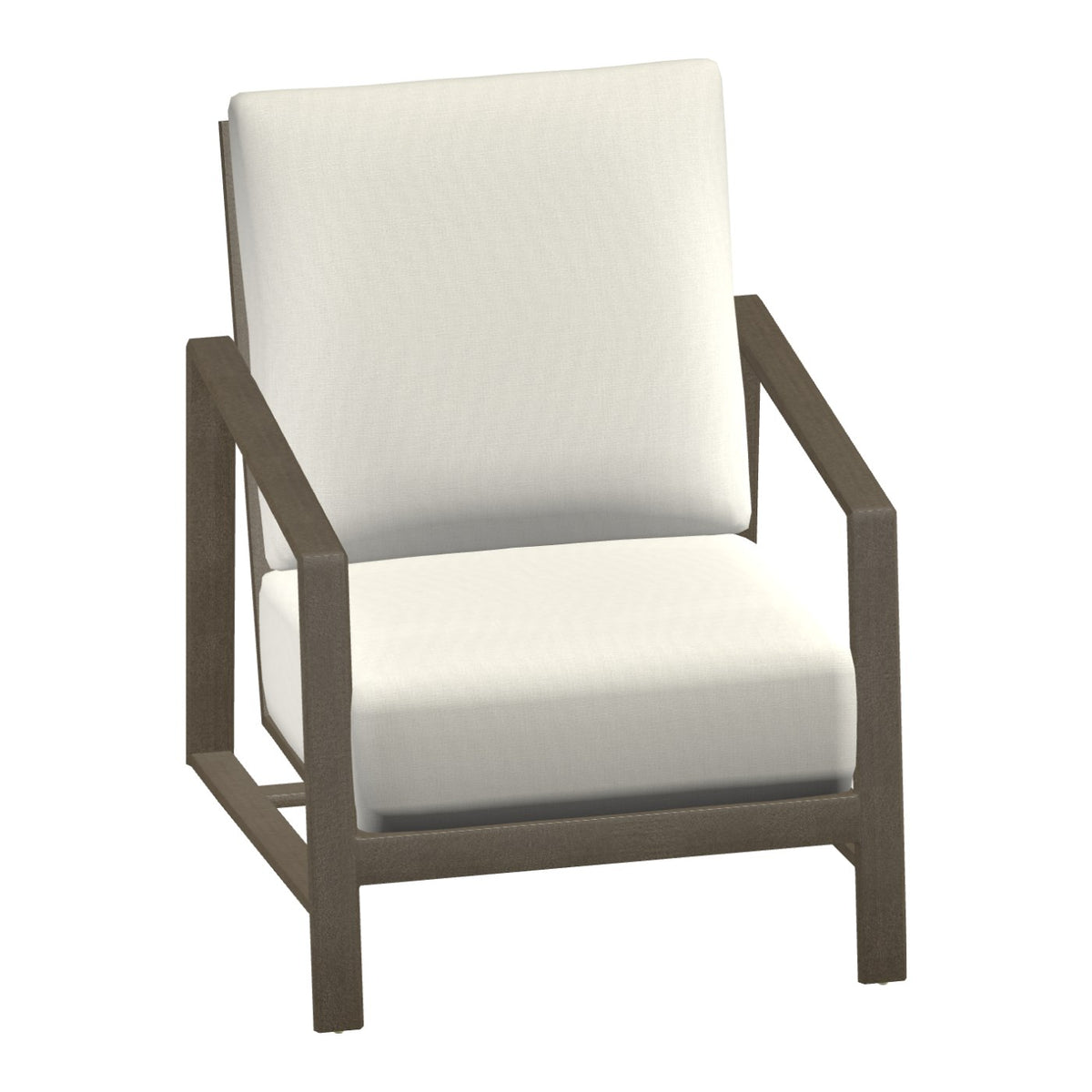 Castelle Prism Cushioned Lounge Chair in Weathered Wood frame finish (3D render)