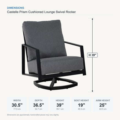 Castelle Prism Cushioned Lounge Swivel Rocker dimensions