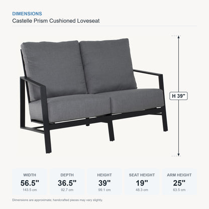 Castelle Prism Cushioned Loveseat dimensions