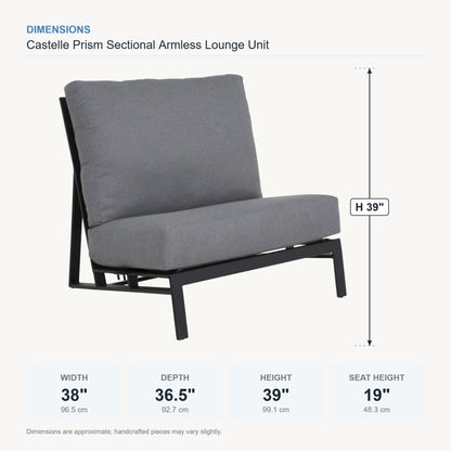 Castelle Prism Sectional Armless Lounge Unit dimensions