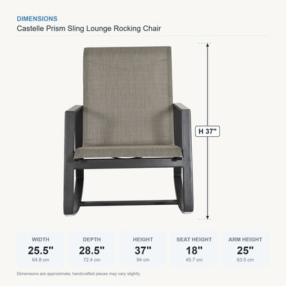 Castelle Prism Sling Lounge Rocking Chair dimensions