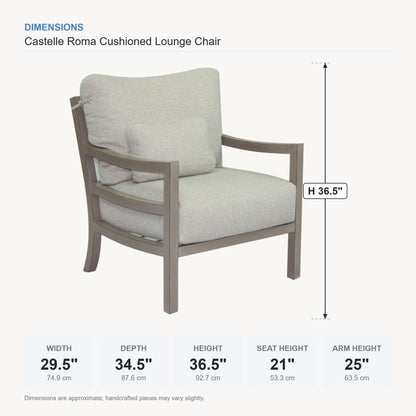Castelle Roma Cushioned Lounge Chair dimensions