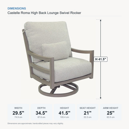 Castelle Roma High Back Lounge Swivel Rocker dimensions