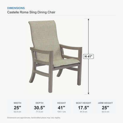 Castelle Roma Sling Dining Chair dimensions