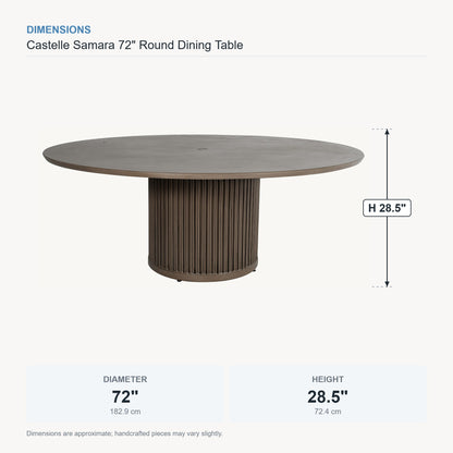 Castelle Samara 72" Round Dining Table dimensions