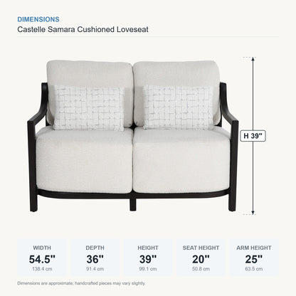 Castelle Samara Cushioned Loveseat dimensions