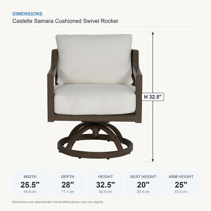 Castelle Samara Cushioned Swivel Rocker dimensions
