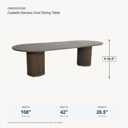 Castelle Samara Oval Dining Table dimensions