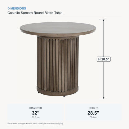 Castelle Samara Round Bistro Table dimensions