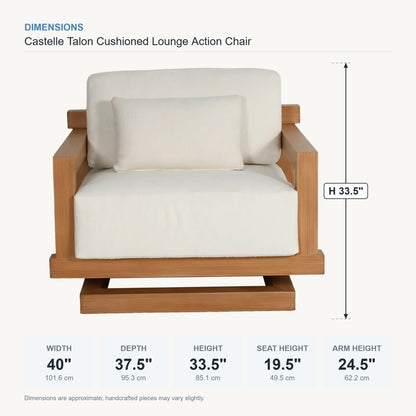 Castelle Talon Cushioned Lounge Action Chair dimensions