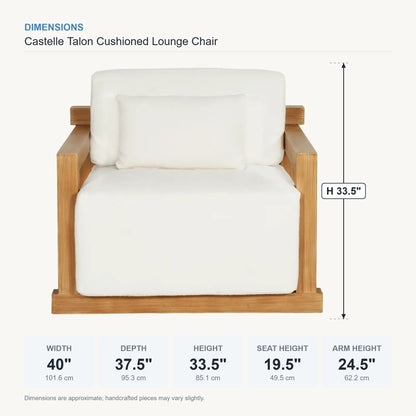 Castelle Talon Cushioned Lounge Chair dimensions