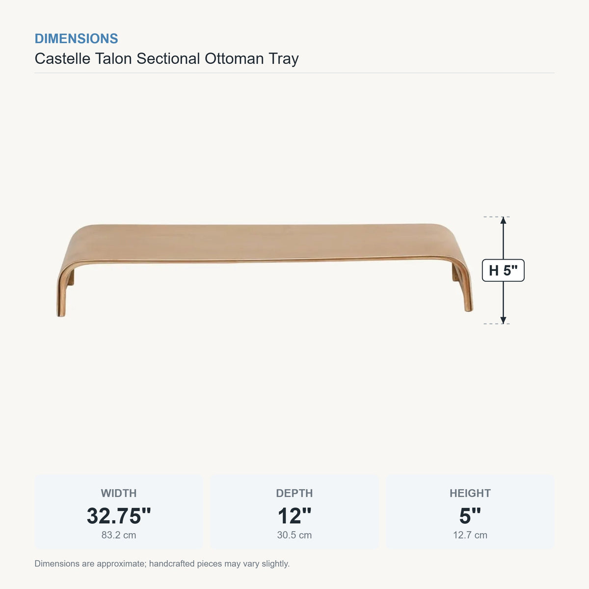 Castelle Talon Sectional Ottoman Tray dimensions