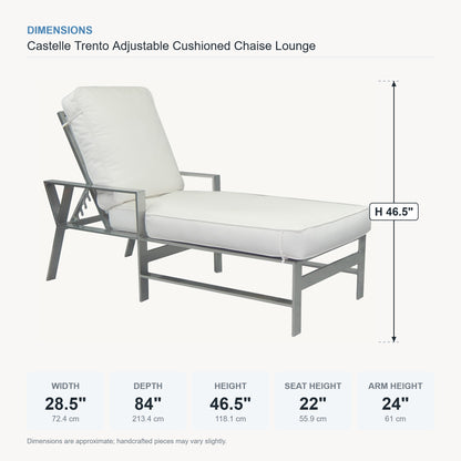 Castelle Trento Adjustable Cushioned Chaise Lounge dimensions