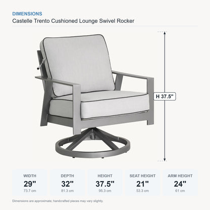 Castelle Trento Cushioned Lounge Swivel Rocker dimensions