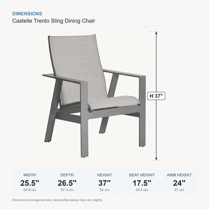 Castelle Trento Sling Dining Chair dimensions