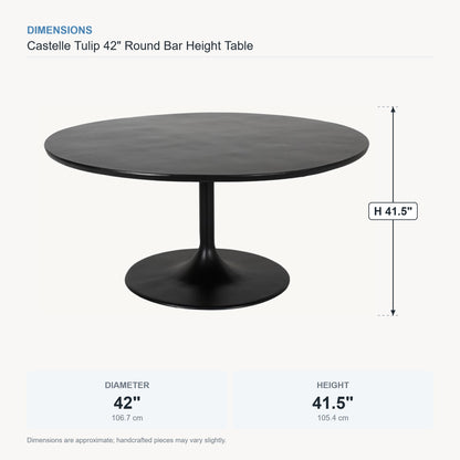 Castelle Tulip 42" Round Bar Height Table dimensions