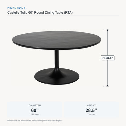 Castelle Tulip 60" Round Dining Table (RTA) dimensions