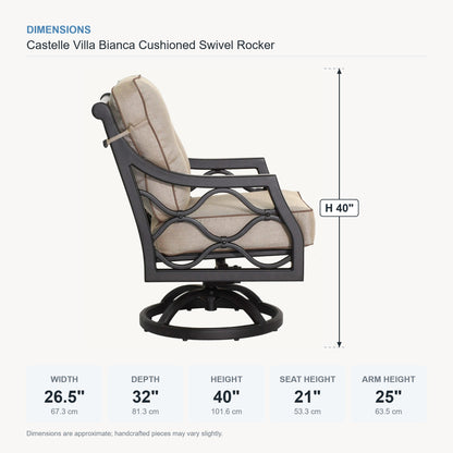 Castelle Villa Bianca Cushioned Swivel Rocker dimensions