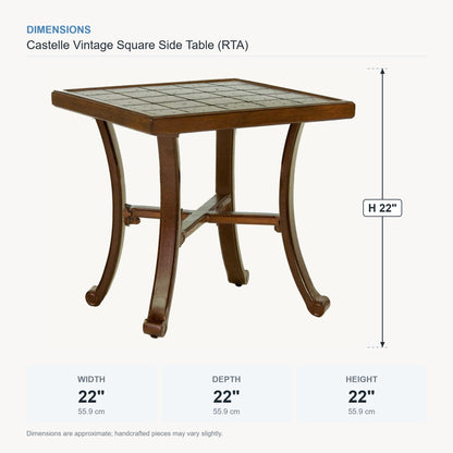 Castelle Vintage Square Side Table (RTA) dimensions