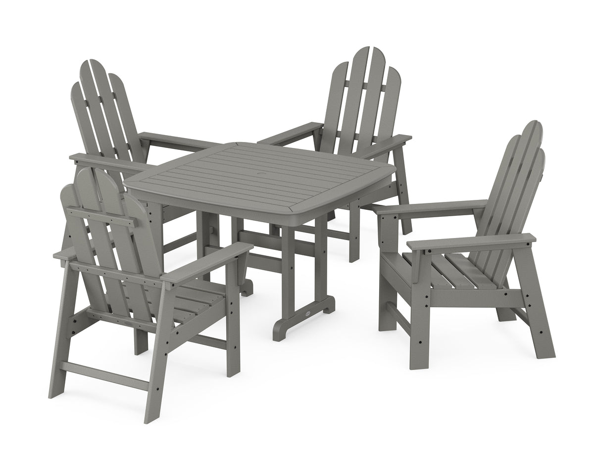 POLYWOOD Long Island 5-Piece Dining Set with Trestle Legs - 44" Table in Slate Grey