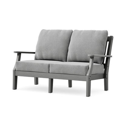 POLYWOOD Chinoiserie Deep Seating Loveseat in Slate Grey / Grey Mist