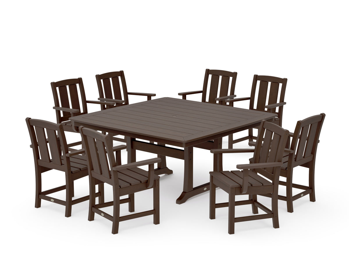 POLYWOOD Mission 9-Piece Square Dining Set with Trestle Legs in Kona