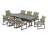 POLYWOOD EDGE Woven 9-Piece Farmhouse Dining Set with Trestle Legs in Slate Grey / Dune Grass