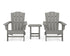 POLYWOOD Wave 3-Piece Adirondack Chair Set with The Crest Chairs in Slate Grey