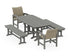 POLYWOOD Coastal Woven 5-Piece Dining Set with Benches in Slate Grey / Dune Grass
