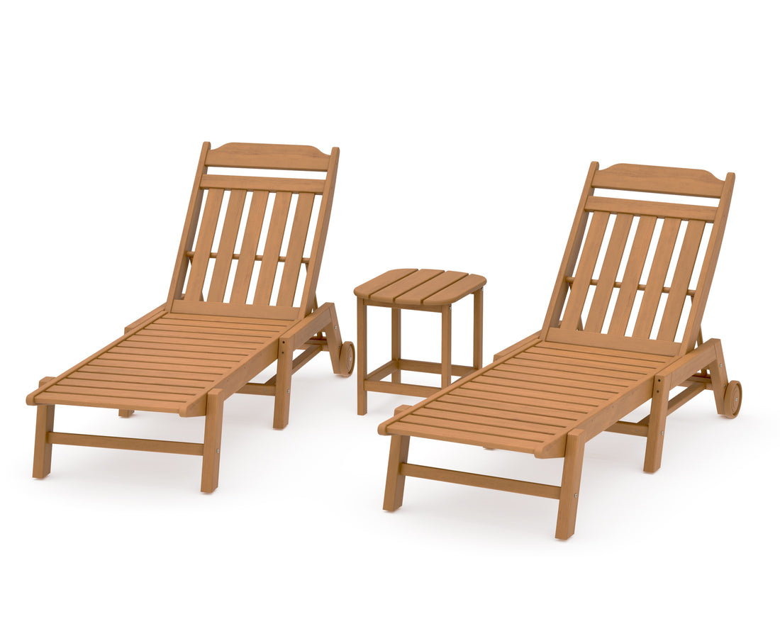 POLYWOOD Cottage 3-Piece Chaise Set with Wheels in Natural