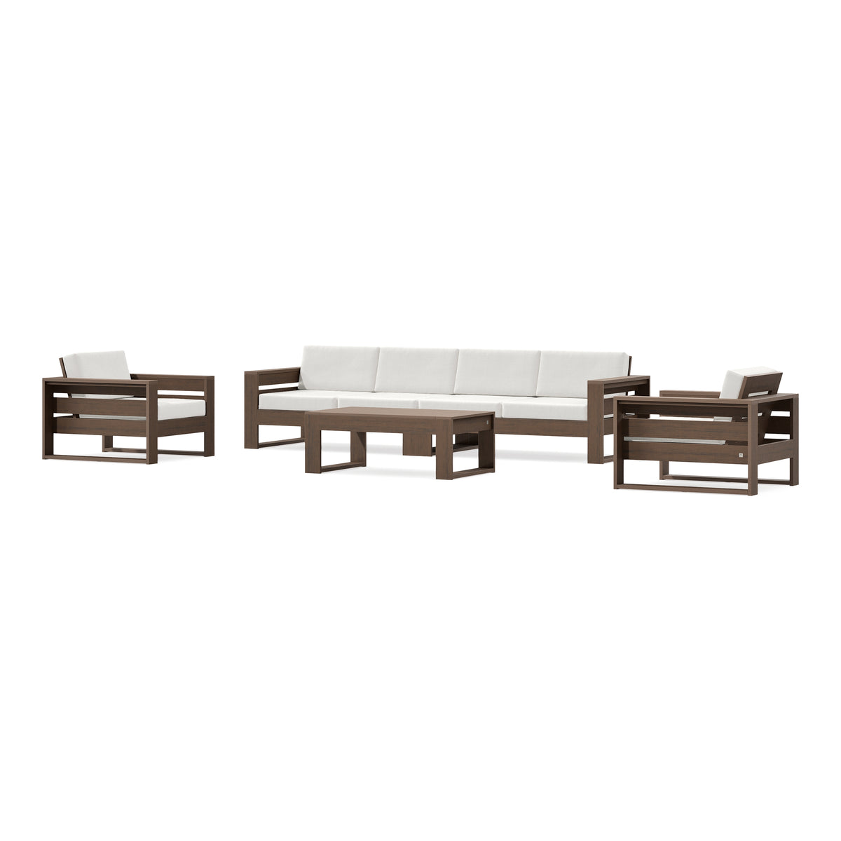 POLYWOOD PW Designer Series Latitude 5-Piece Lounge Sofa Set in Kona / Natural Linen